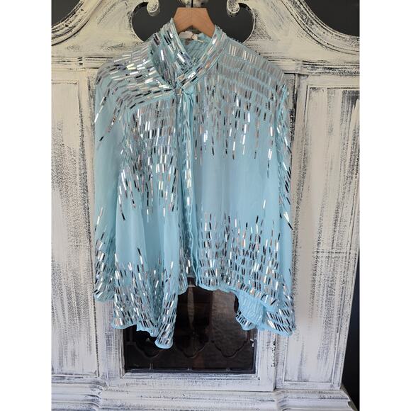 NWT Anthropologie Let Me Be Sheer Sequin Blouse - XS - Picture 5 of 6